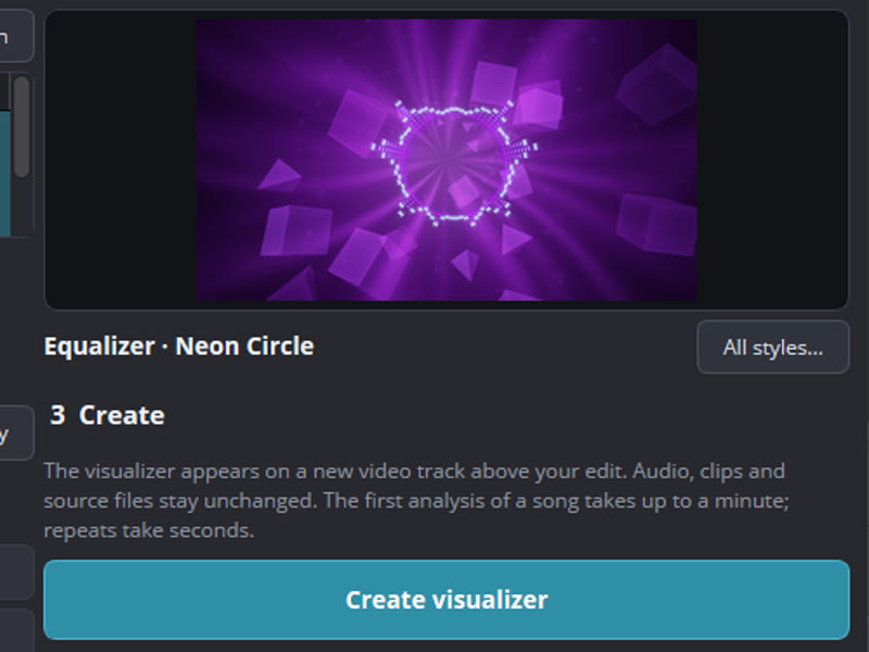 Segue panel after Create: everything applied, visualizer in the viewer